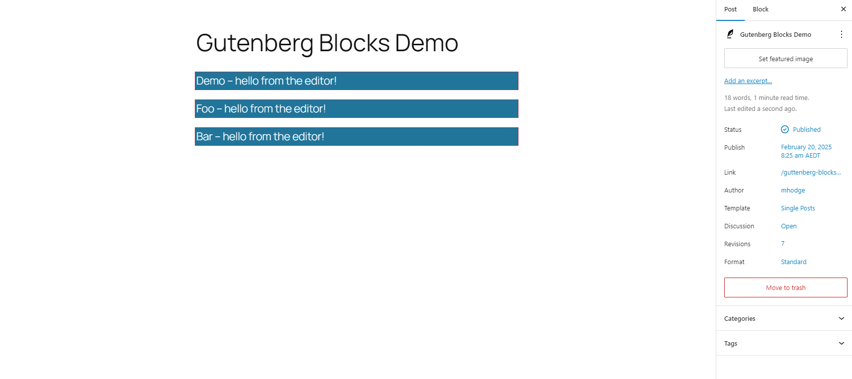 Using the blocks